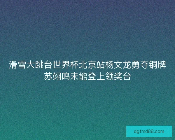滑雪大跳台世界杯北京站杨文龙勇夺铜牌苏翊鸣未能登上领奖台